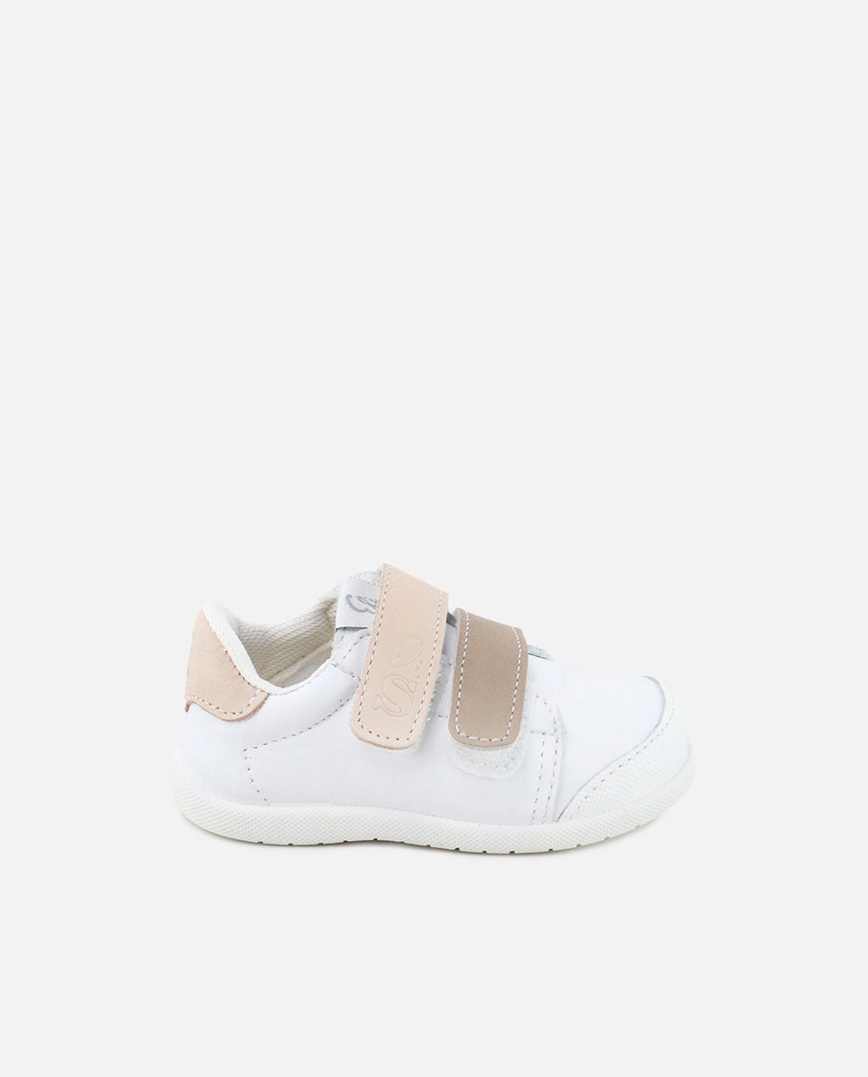 Zapatillas deportivas barefoot de bebés en piel con doble cierre adherente - Eli 1957 - Natural Natural-1
