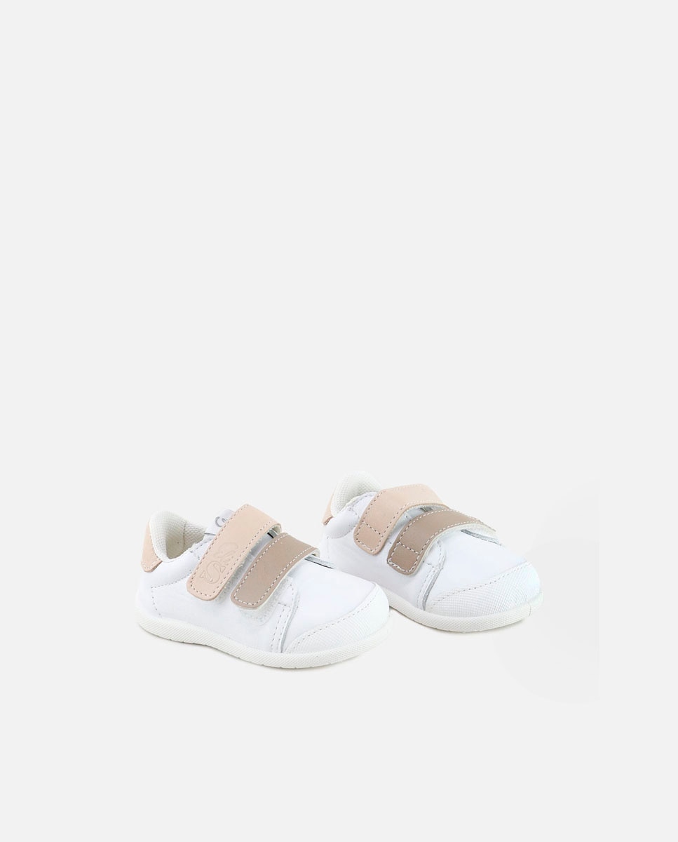 Zapatillas deportivas barefoot de bebés en piel con doble cierre adherente - Eli 1957 - Natural Natural-2