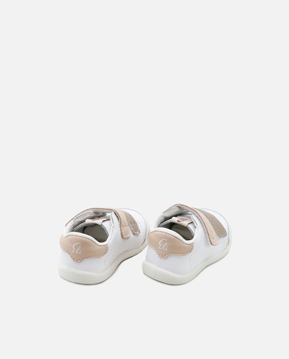 Zapatillas deportivas barefoot de bebés en piel con doble cierre adherente - Eli 1957 - Natural Natural-3