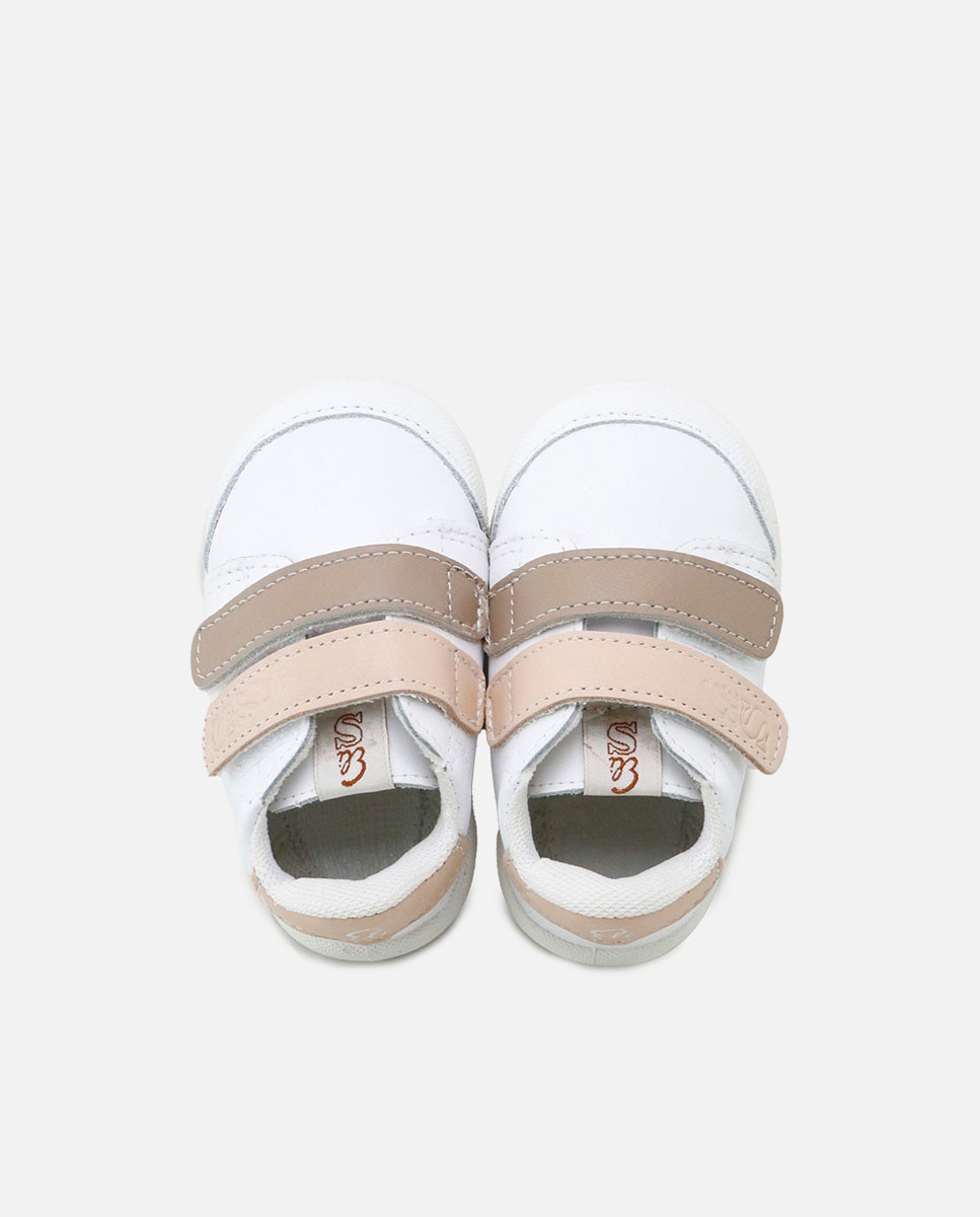 Zapatillas deportivas barefoot de bebés en piel con doble cierre adherente - Eli 1957 - Natural Natural-4