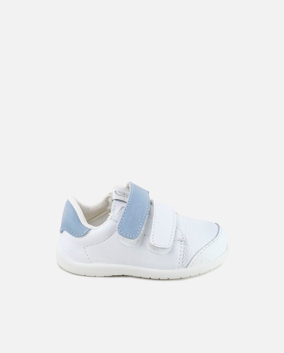 Zapatillas deportivas barefoot de bebés en piel con doble cierre adherente - Eli 1957 - Azul Azul-1