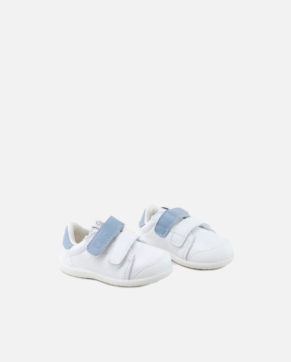 Zapatillas deportivas barefoot de bebés en piel con doble cierre adherente - Eli 1957 - Azul Azul-2