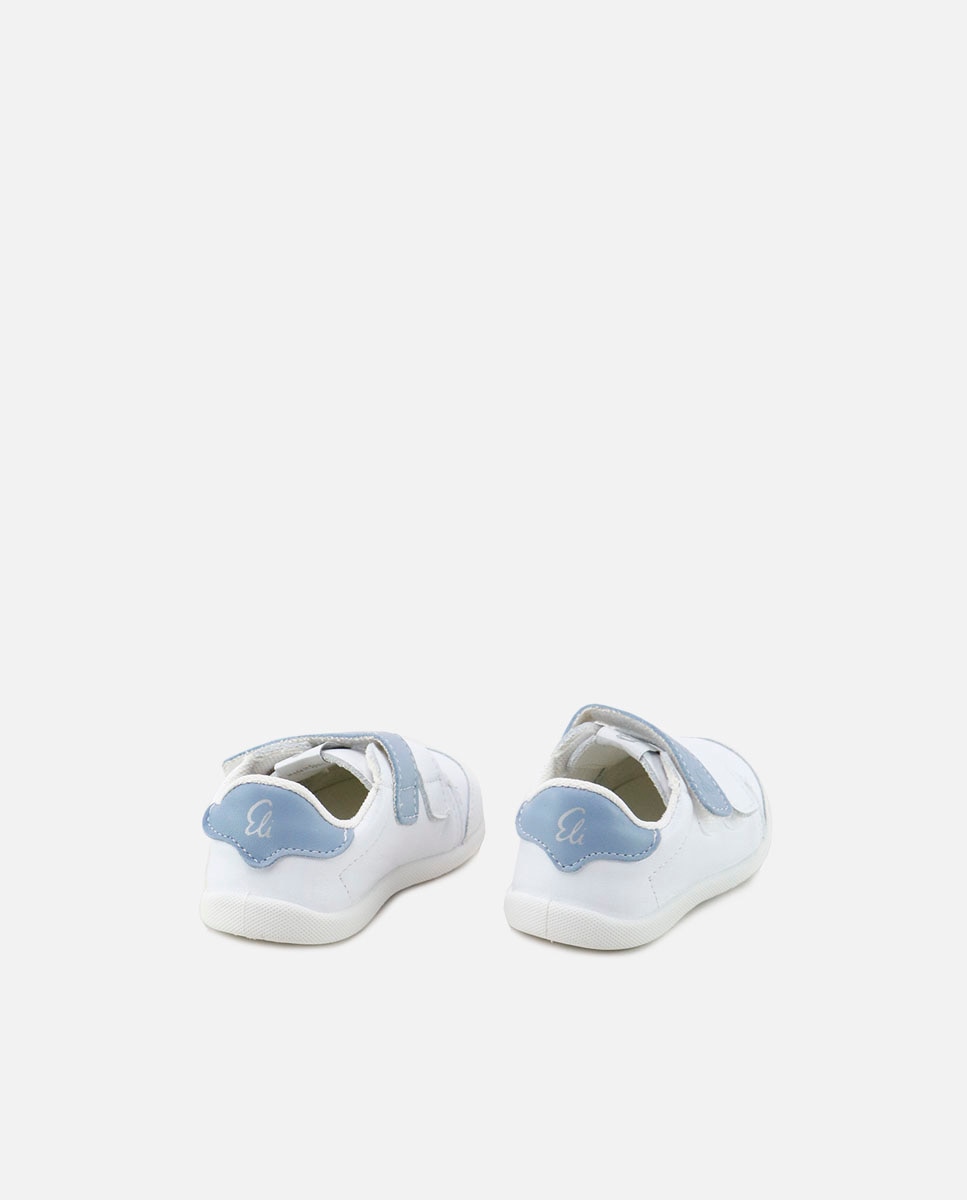 Zapatillas deportivas barefoot de bebés en piel con doble cierre adherente - Eli 1957 - Azul Azul-3