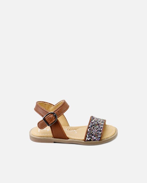 Imagen 0 de Sandalias de niña en tejido glitter y forro de piel