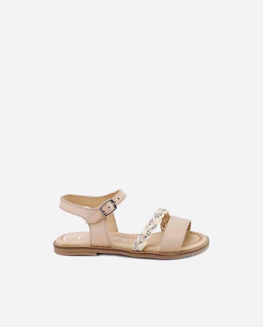 Imagen 0 de Sandalias de niña en piel con trenza decorativa y forro de piel