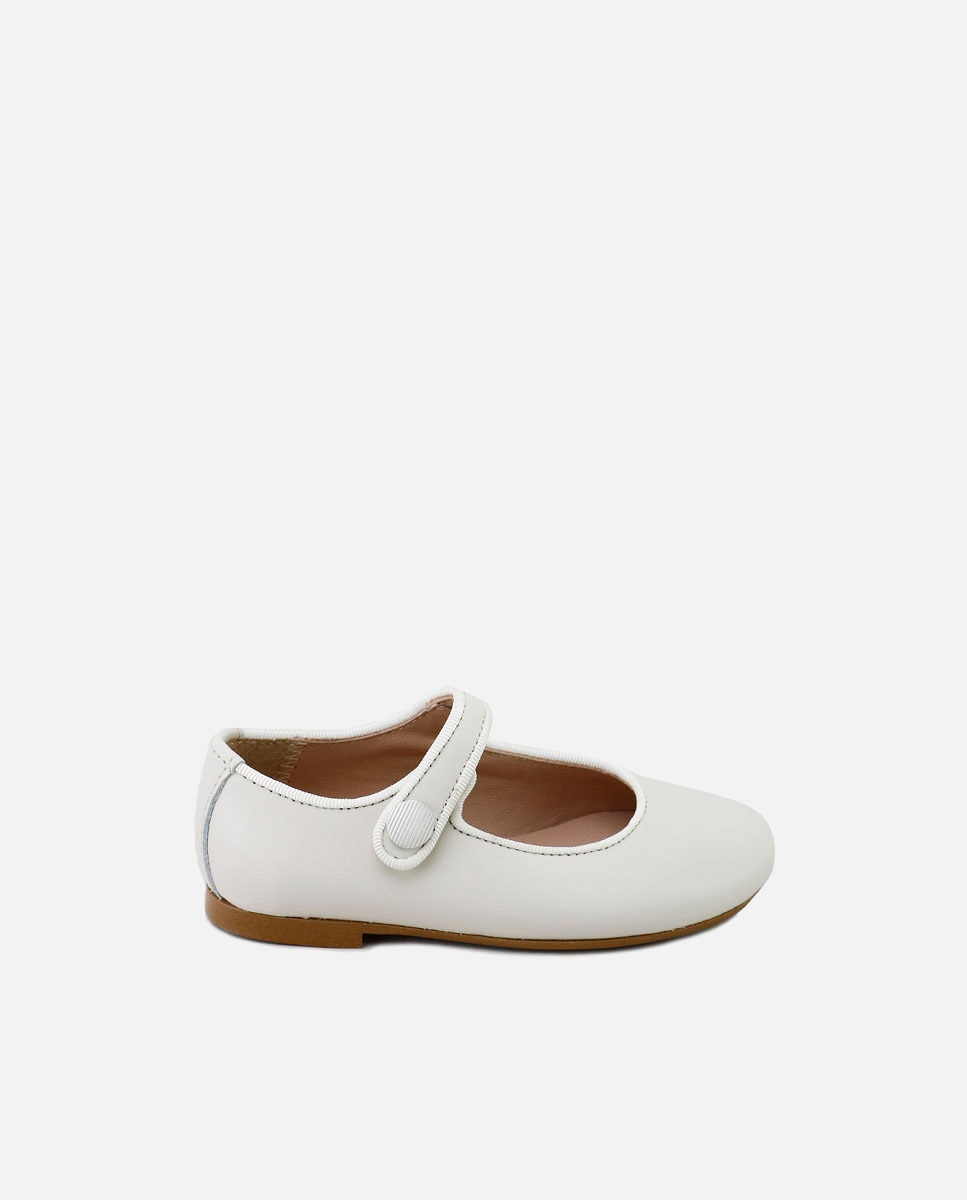 Merceditas de niña en piel con vivo grossgrain - Eli 1957 - Beige Beige-1