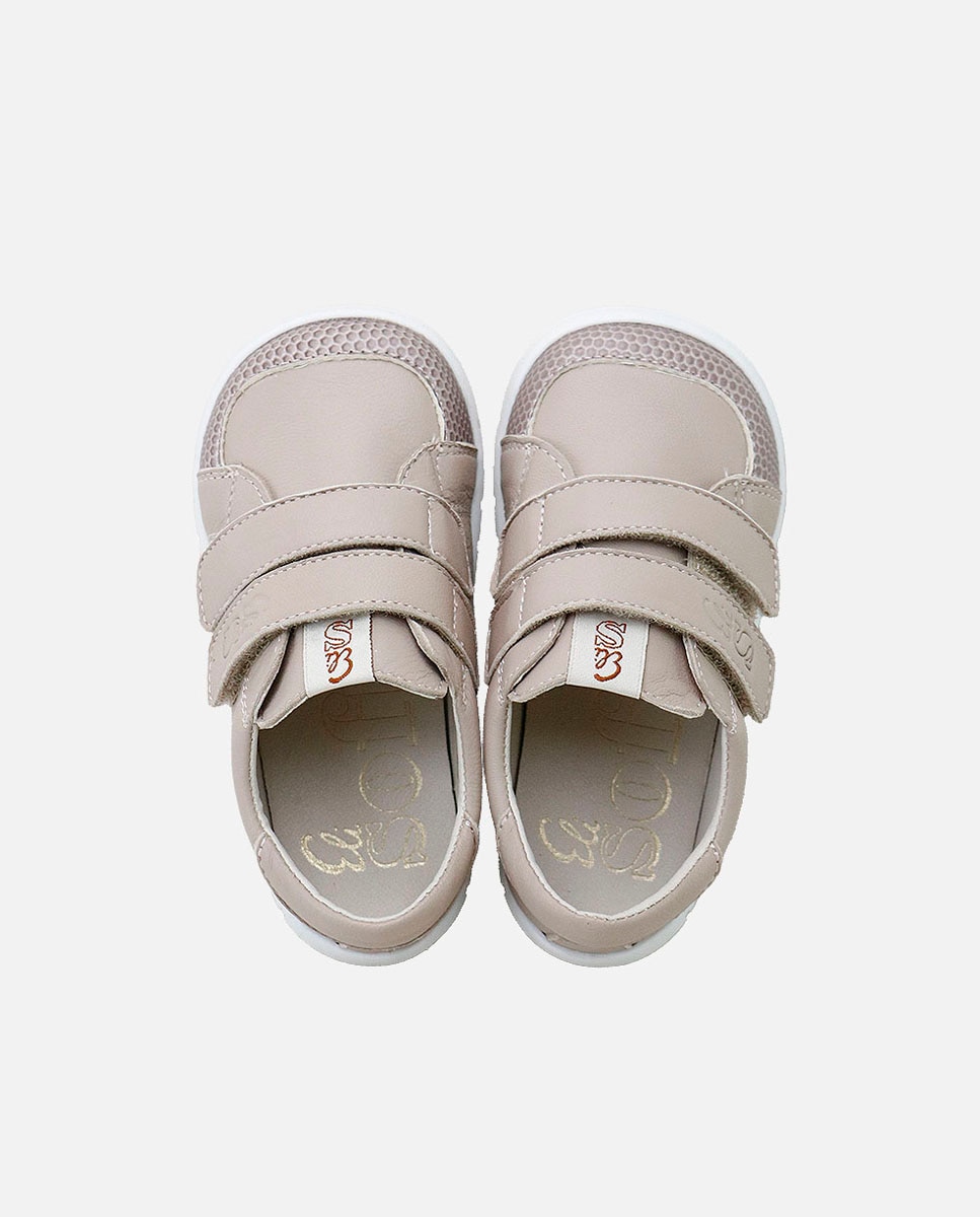 Zapatillas barefoot de bebé en piel con doble cierre adherente - Eli 1957 - Natural Natural-4