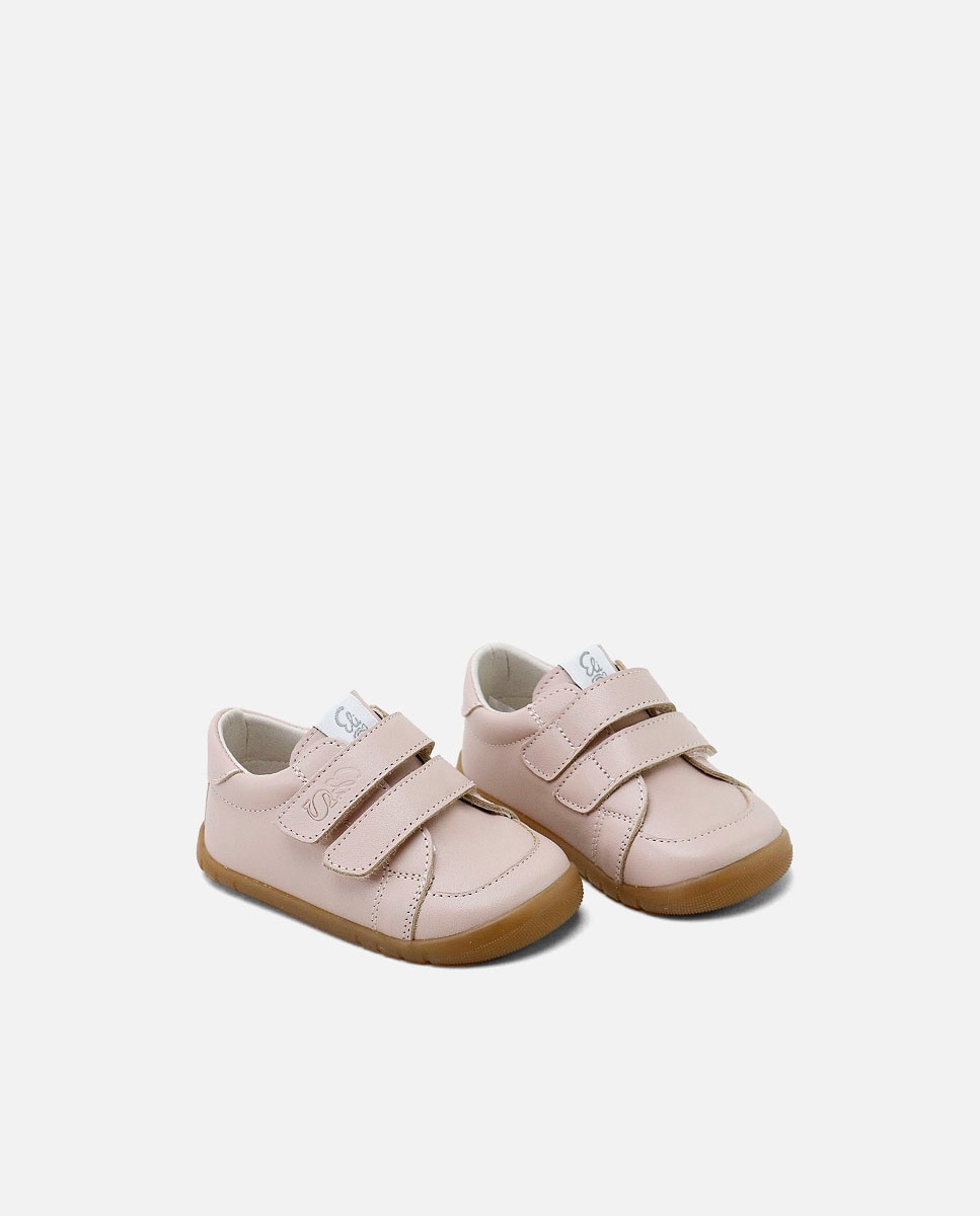 Zapatillas barefoot de bebé en piel con doble cierre adherente - Eli 1957 - Rosa Rosa-2