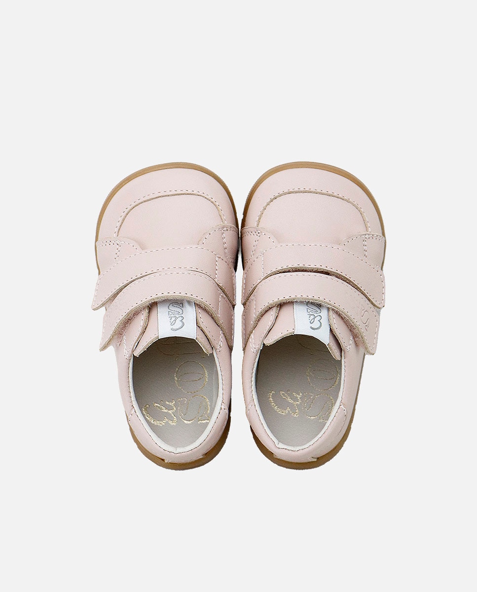 Zapatillas barefoot de bebé en piel con doble cierre adherente - Eli 1957 - Rosa Rosa-4