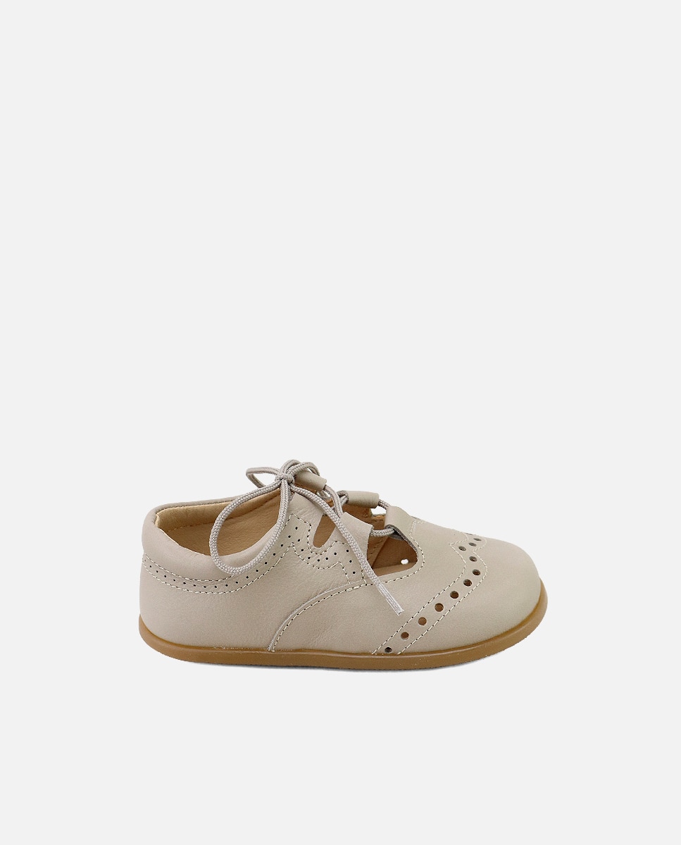Imagen 1 de Zapatos de cordones estilo gales de bebé en piel picada - Eli 1957 - Camel Camel