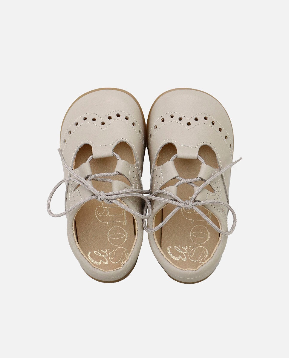 Imagen 4 de Zapatos de cordones estilo gales de bebé en piel picada - Eli 1957 - Camel Camel