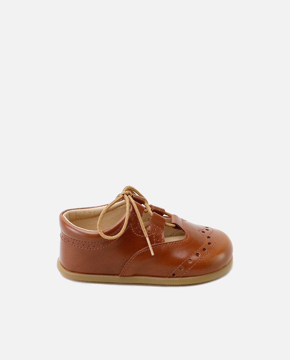 Imagen 1 de Zapatos de cordones estilo gales de bebé en piel picada - Eli 1957 - Marrón Marrón