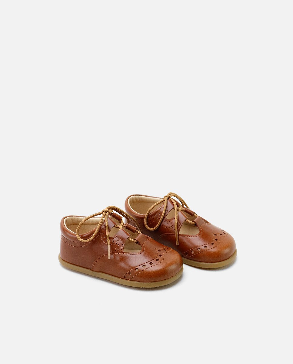 Imagen 2 de Zapatos de cordones estilo gales de bebé en piel picada - Eli 1957 - Marrón Marrón