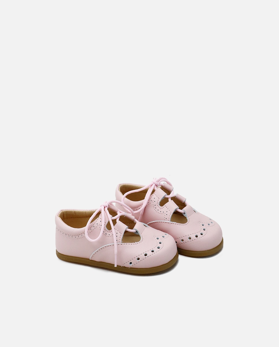 Imagen 2 de Zapatos de cordones estilo gales de bebé en piel picada - Eli 1957 - Rosa claro Rosa claro