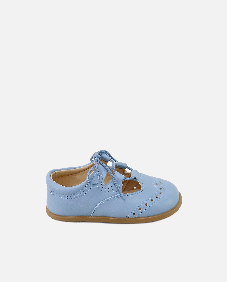 Imagen 1 de Zapatos de cordones estilo gales de bebé en piel picada - Eli 1957 - Azul celeste Azul celeste