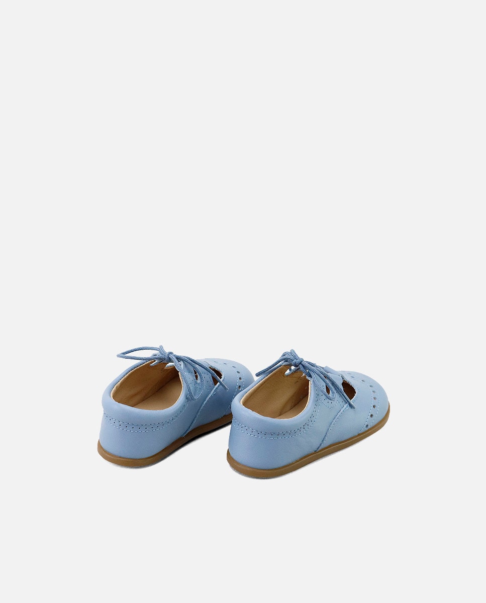 Imagen 3 de Zapatos de cordones estilo gales de bebé en piel picada - Eli 1957 - Azul celeste Azul celeste