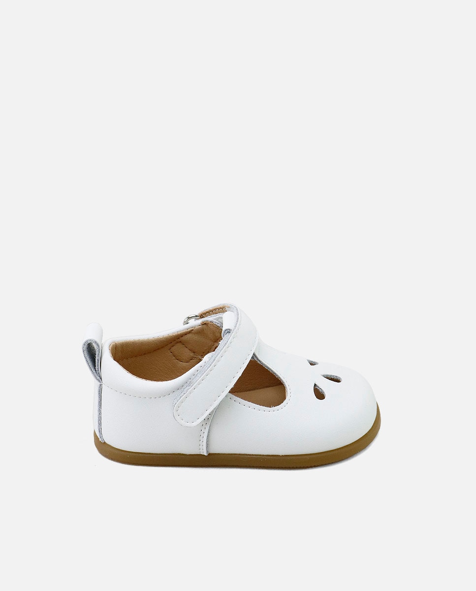 Imagen 0 de Pepitos barefoot de bebé en piel con cierre adherente Blanco