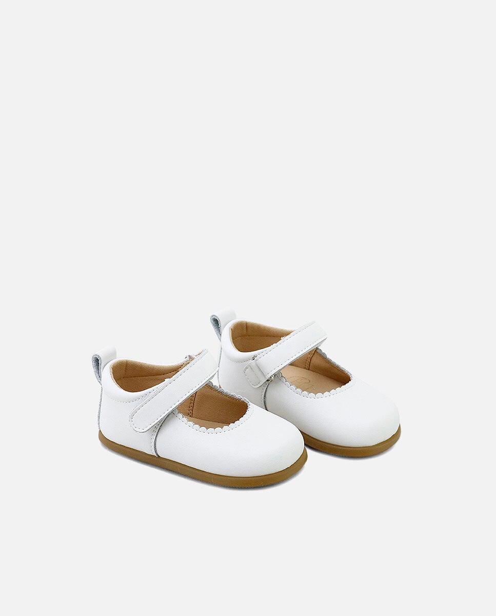 Merceditas barefoot de bebé en piel con cierre adherente - Eli 1957 - Blanco / Verde Blanco / Verde-2