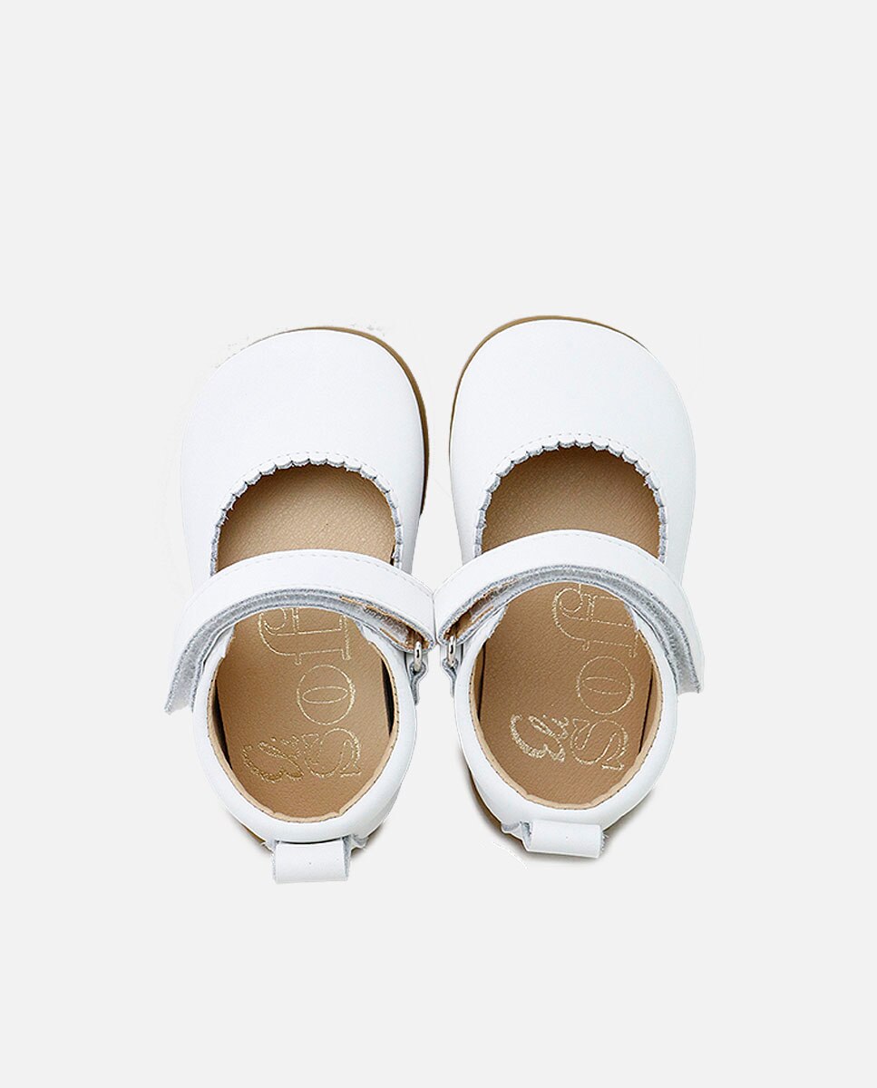Merceditas barefoot de bebé en piel con cierre adherente - Eli 1957 - Blanco / Verde Blanco / Verde-4