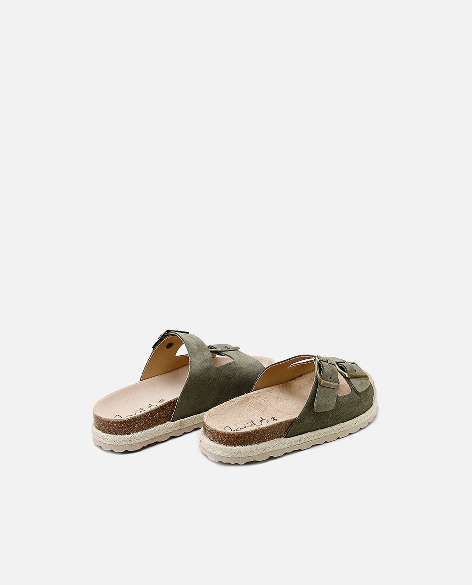 Eli 1957 - Sandalias abiertas de niña con tiras de piel serraje con hebillas.